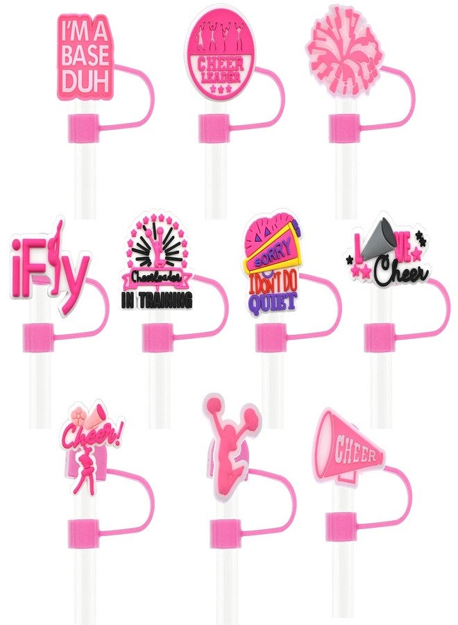 YEALQUE 10Pcs 0.4in Diameter Cheerleading Straw Covers Cap for 30&40 Oz Tumbler, Dust-Proof Reusable10MM Cool PVC Cheer Straw Toppers for Cup Accessories Party Favor - Image 1